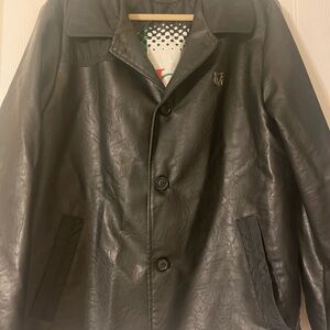 VG World Collection Made in Italy Men's Black Faux Leather Jacket M